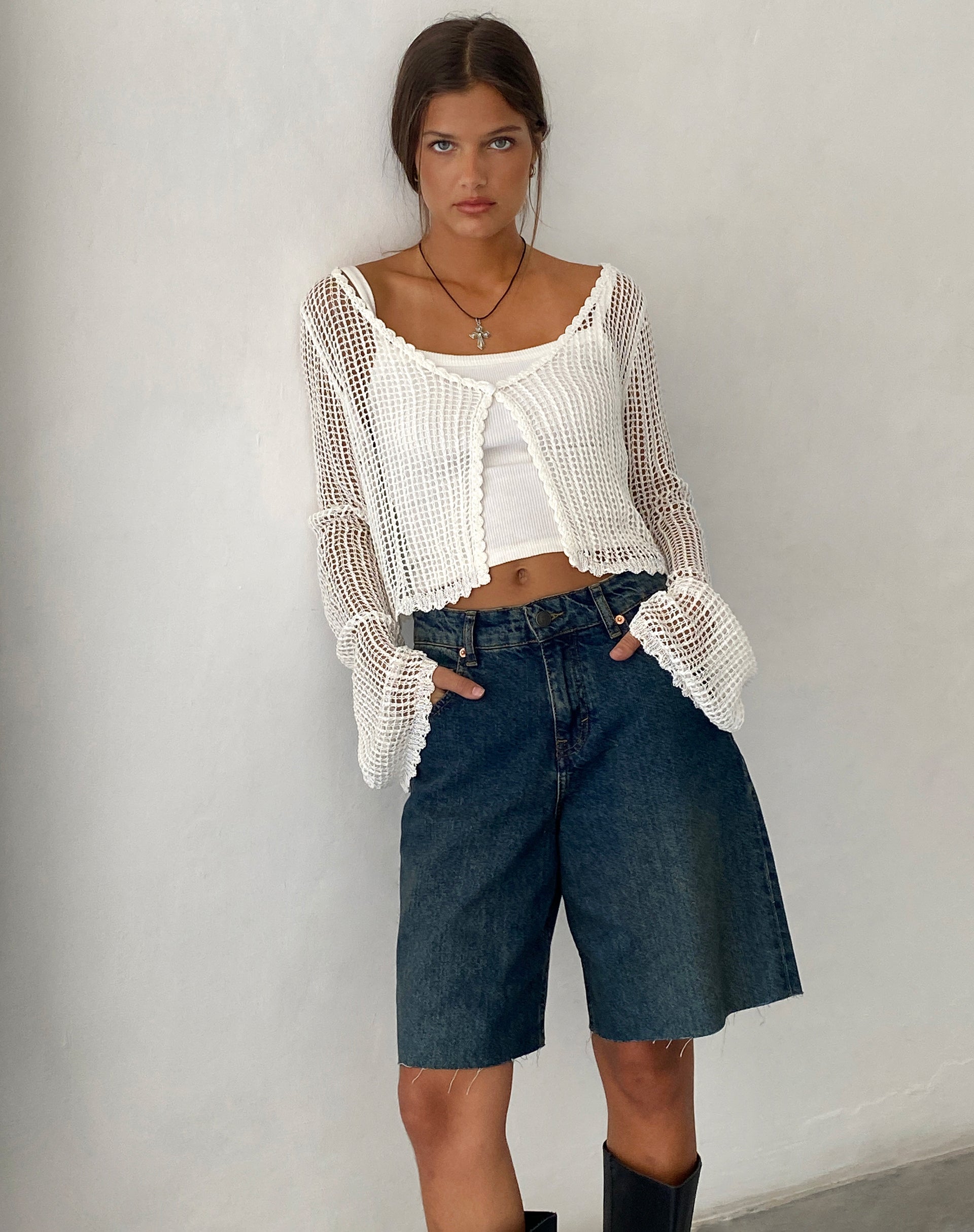 Image de Septa Cardigan en tricot croisé en ivoire
