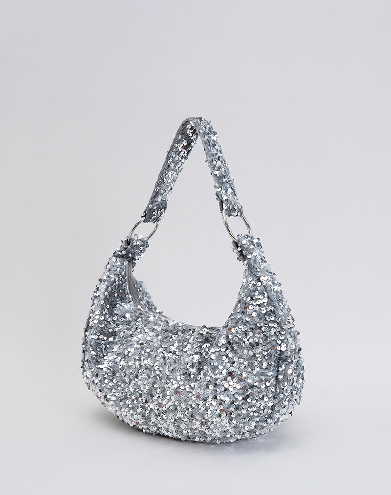 Image du sac hobo à paillettes en argent