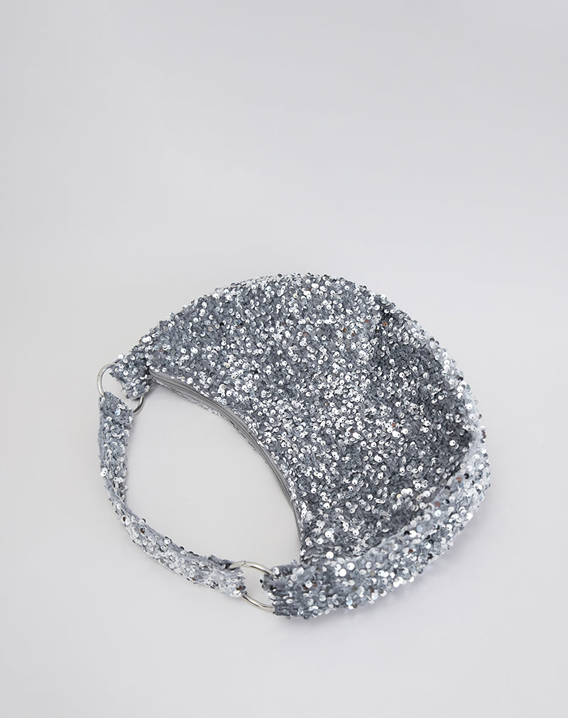 Image du sac hobo à paillettes en argent