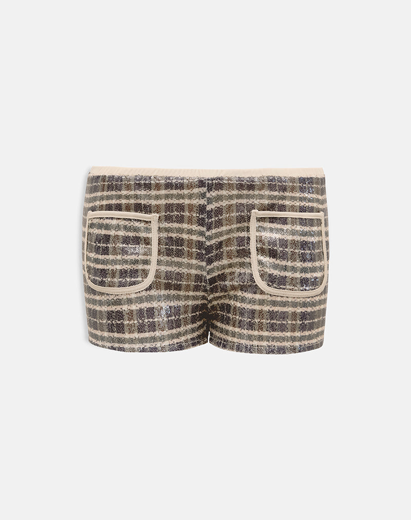 Image de Serafim Short en paillettes Vintage Check Brown