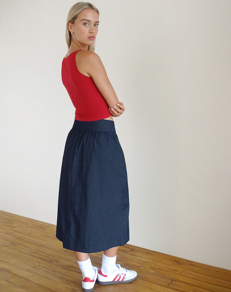 Image de Jupe midi Seraya en Denim Chambray Indigo