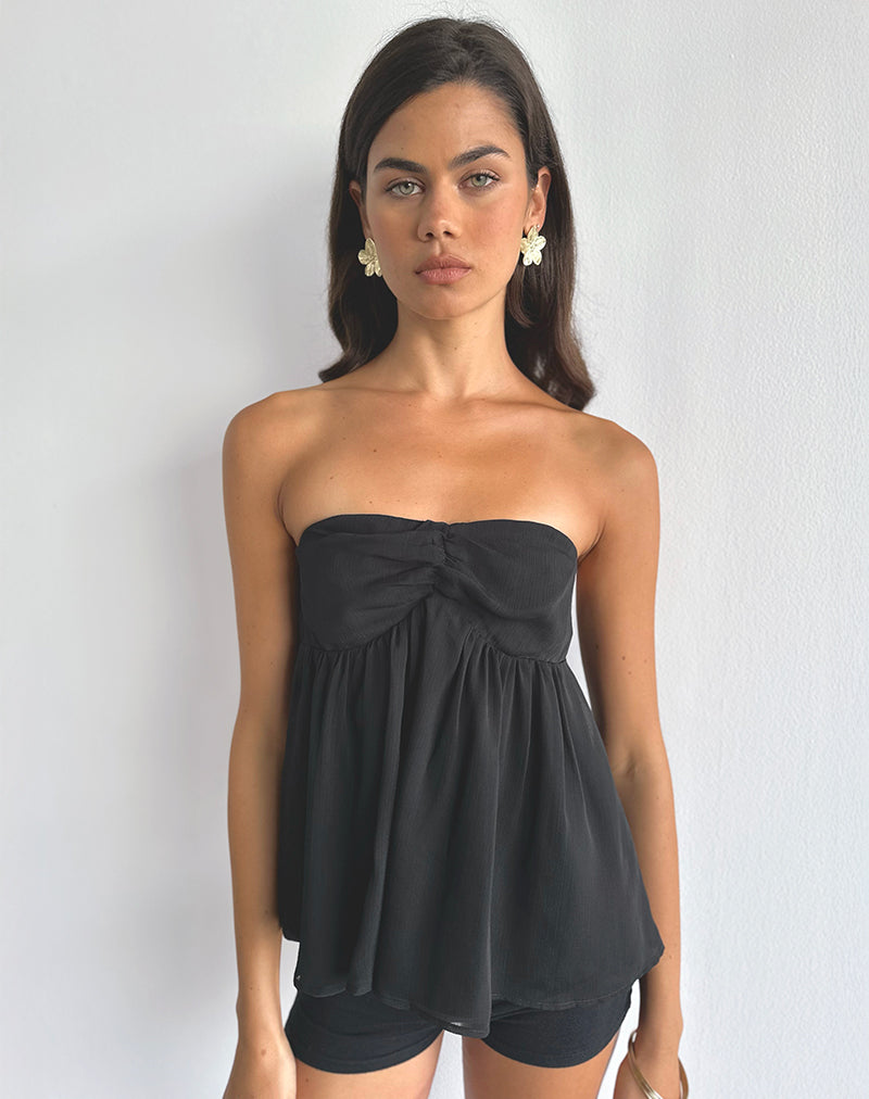 Image de Setsuko Bandeau Longline Top in Black