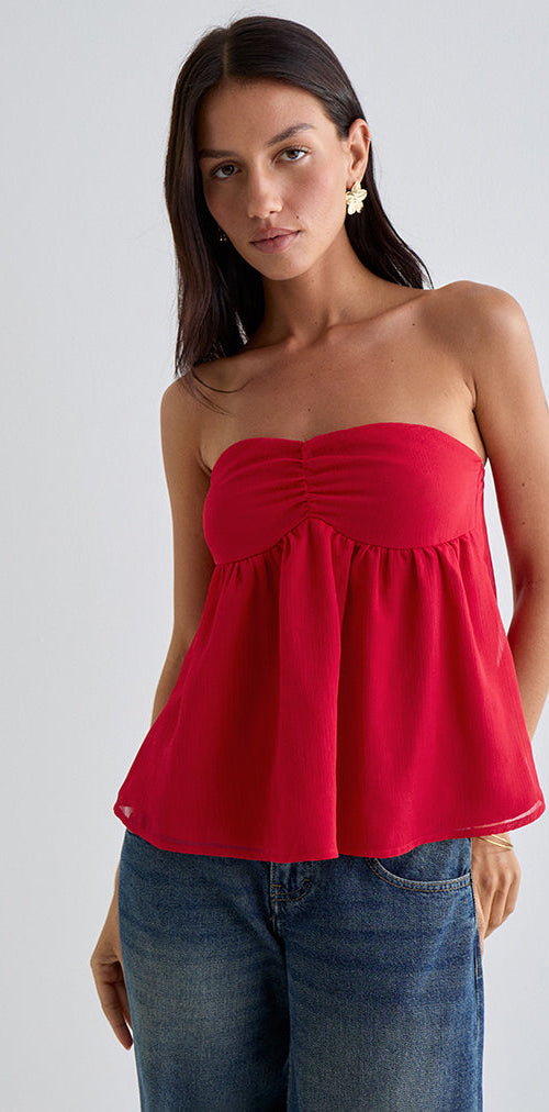 Image de Setsuko Bandeau Longline Top in Red