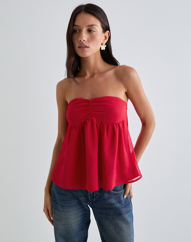 Image de Setsuko Bandeau Longline Top in Red