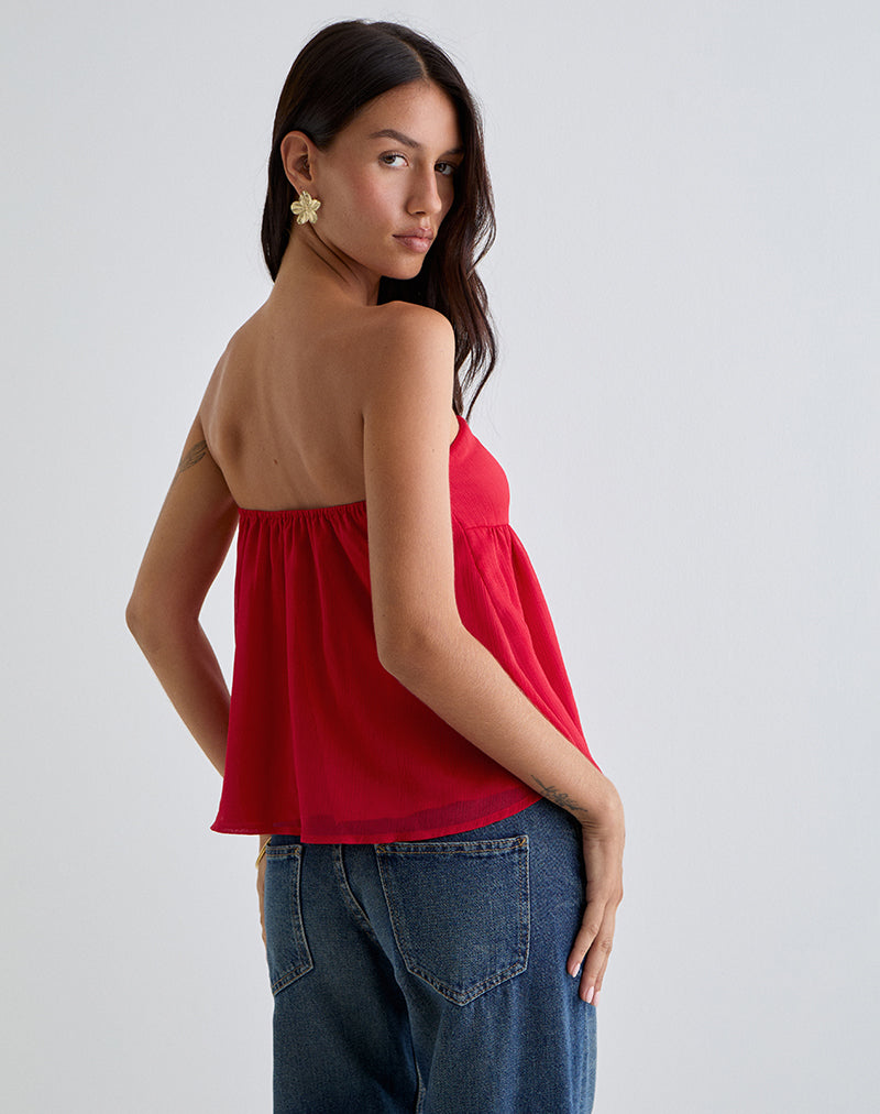Image de Setsuko Bandeau Longline Top in Red