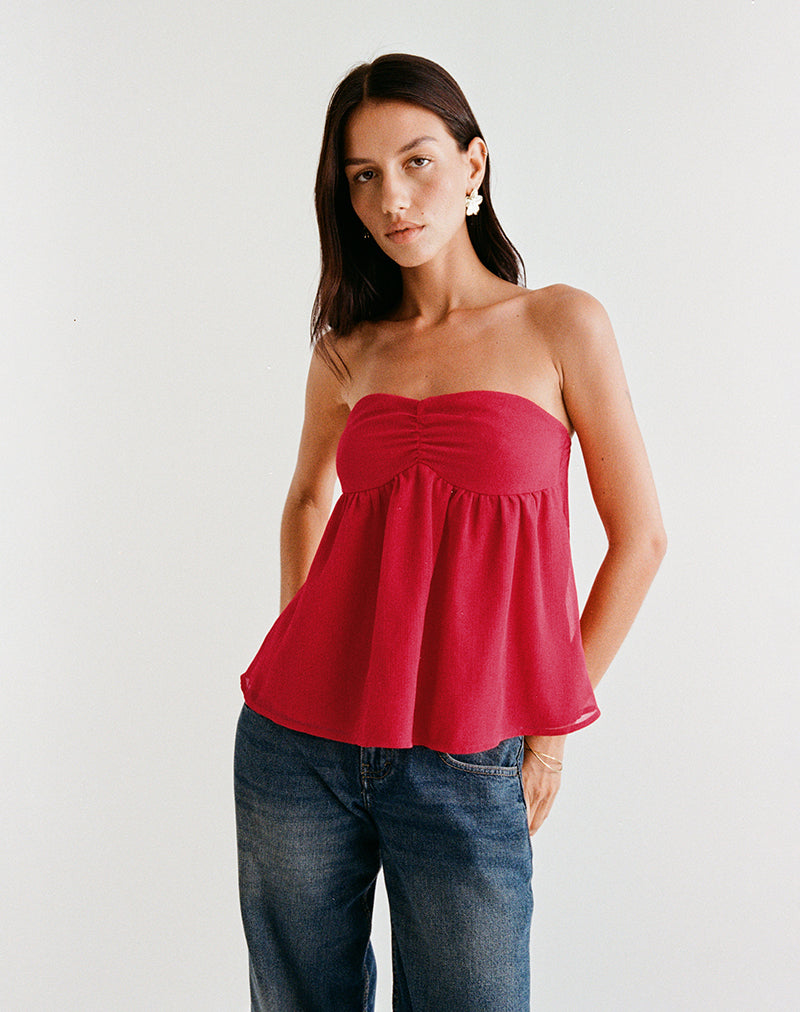 Image de Setsuko Bandeau Longline Top in Red