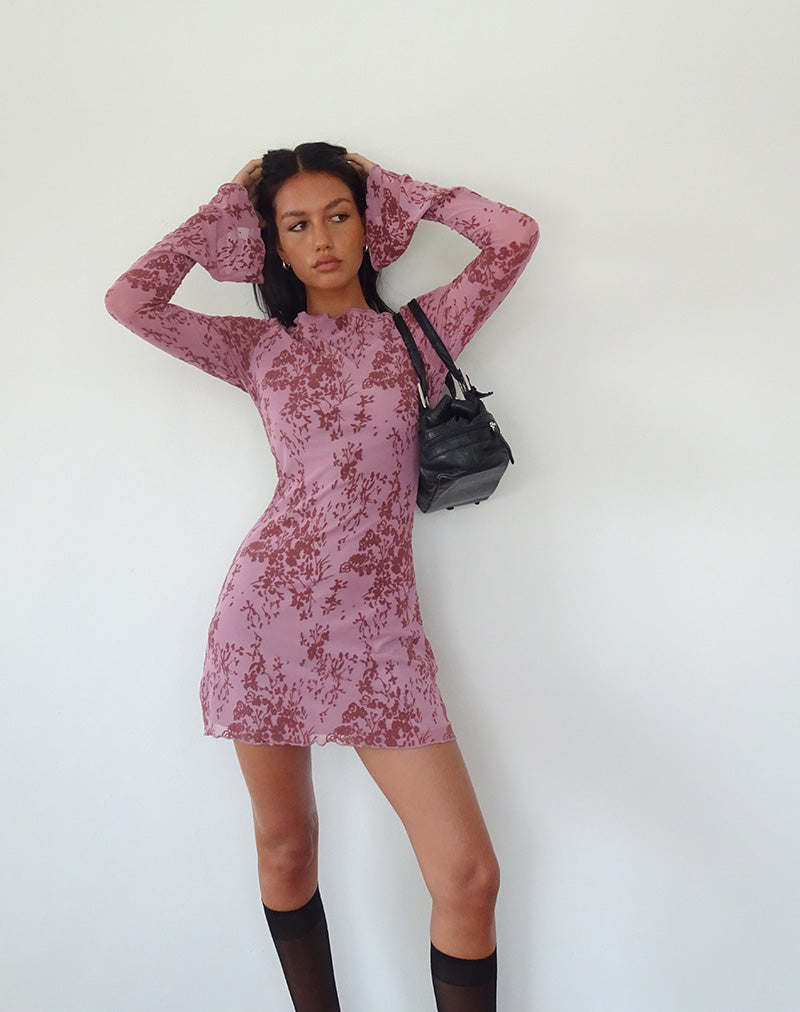 Mini robe à manches longues Sevila, Botanic Mauve