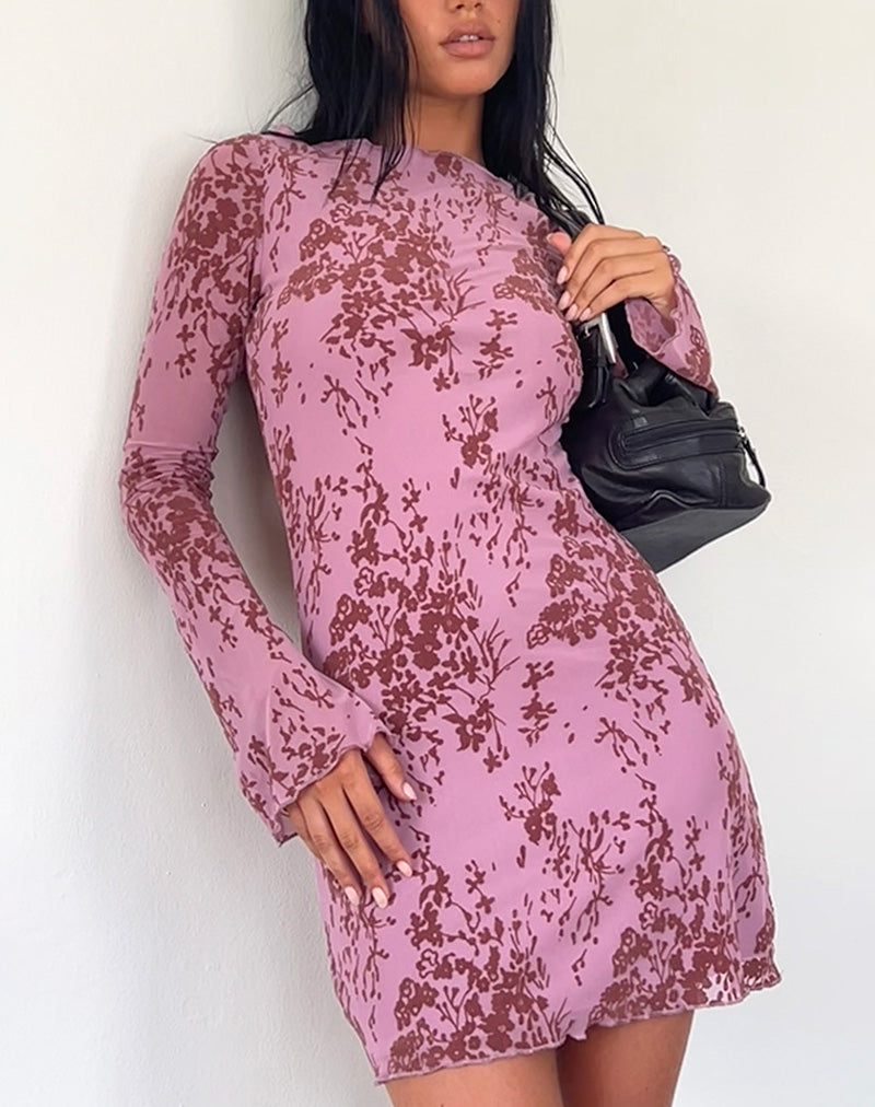 Mini robe à manches longues Sevila, Botanic Mauve