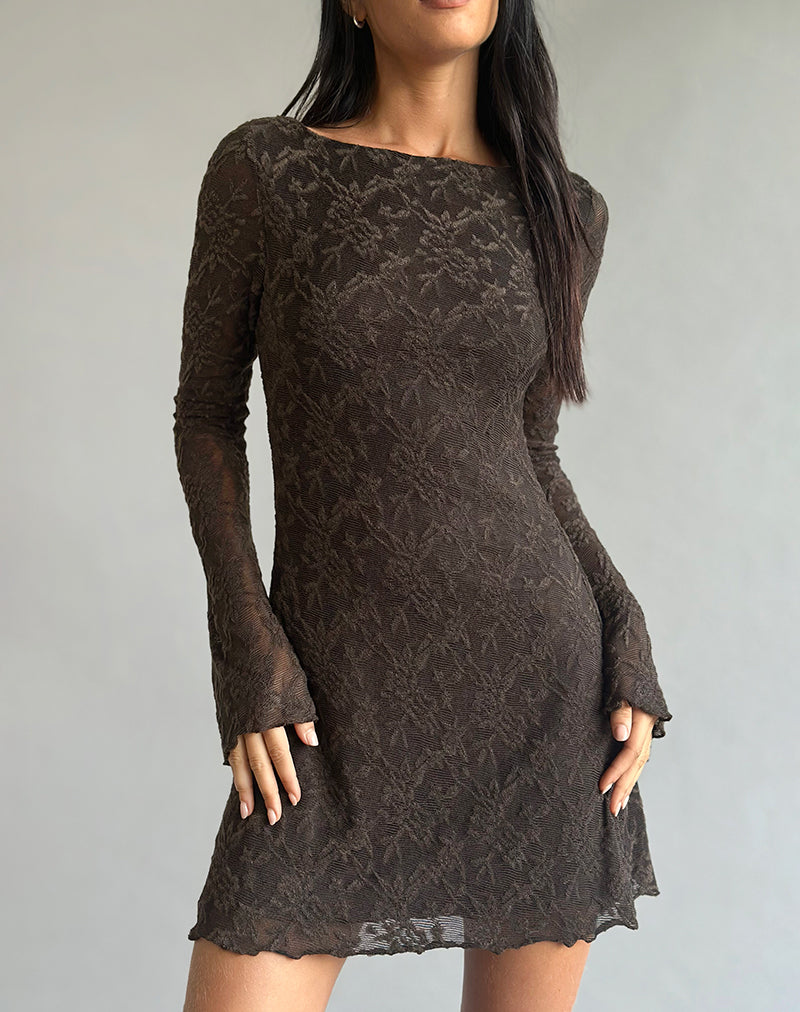 Robe Sevila en maille jacquard Marron foncé