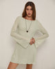 Image of Sevila Long Sleeve Mini Dress in Mesh Sage Mini ZigZag