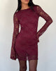 Image de Sevila Mini robe à manches longues en dentelle Bourgogne
