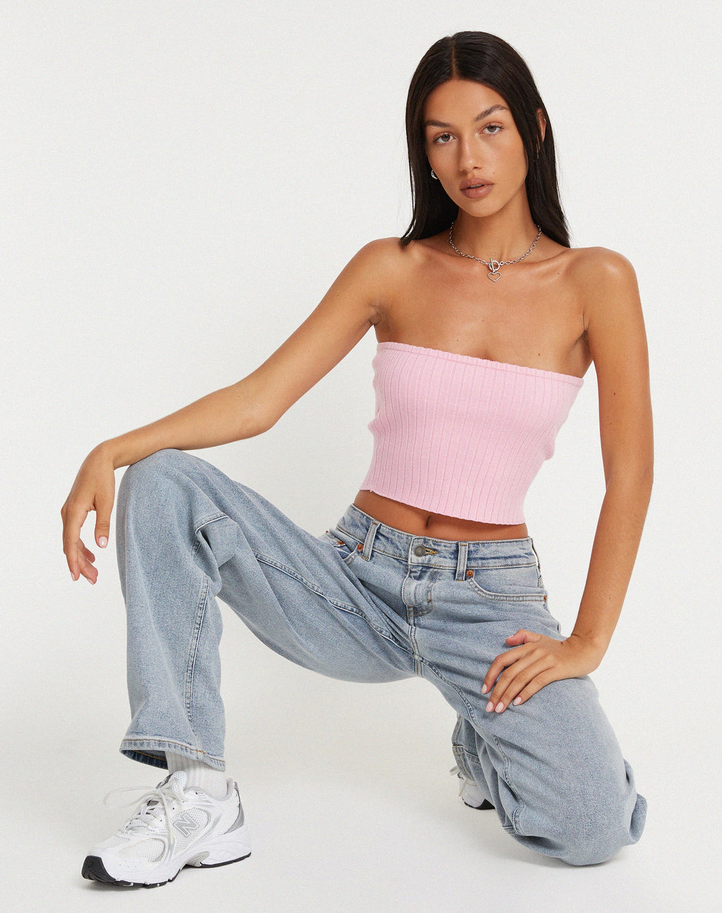 Top bandeau en maille Shae, rose