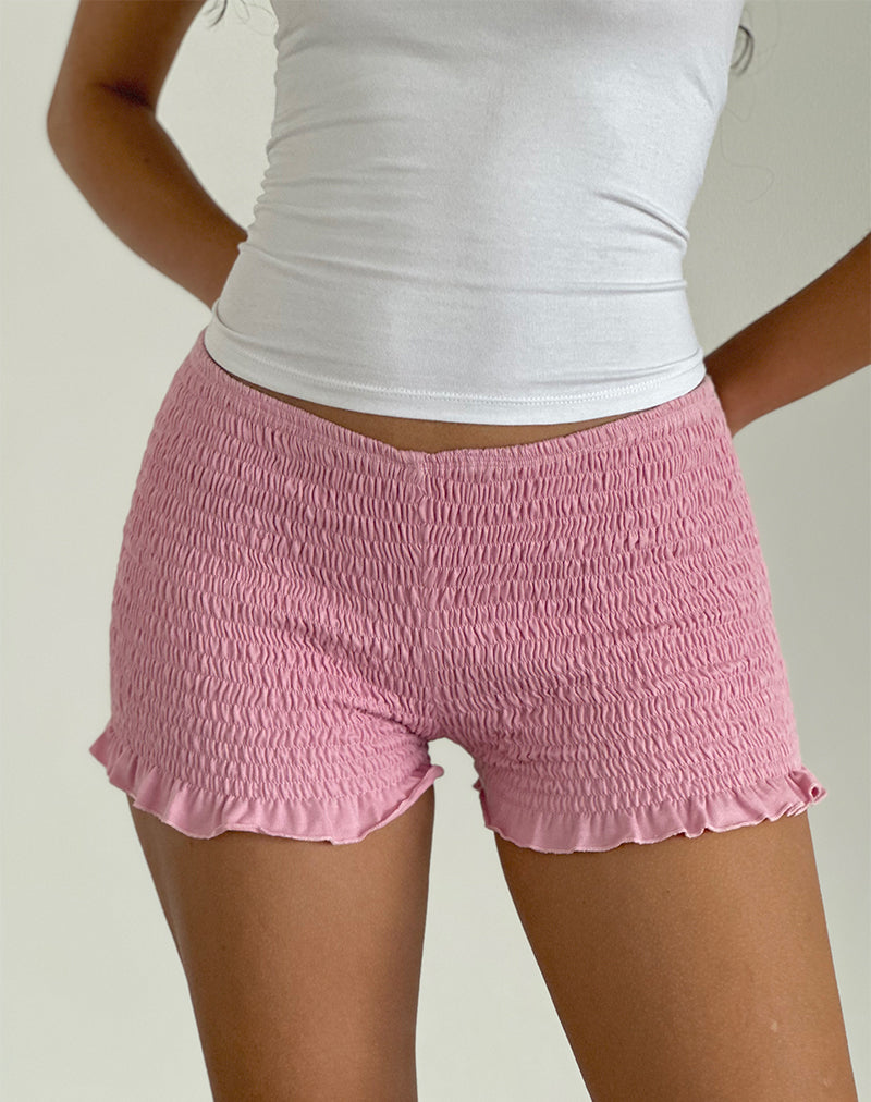 Ritala - Micro-short froncé - Rose flamant