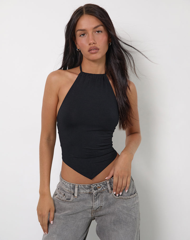 Image de Shalas Halter Top in Rayon Jersey Black