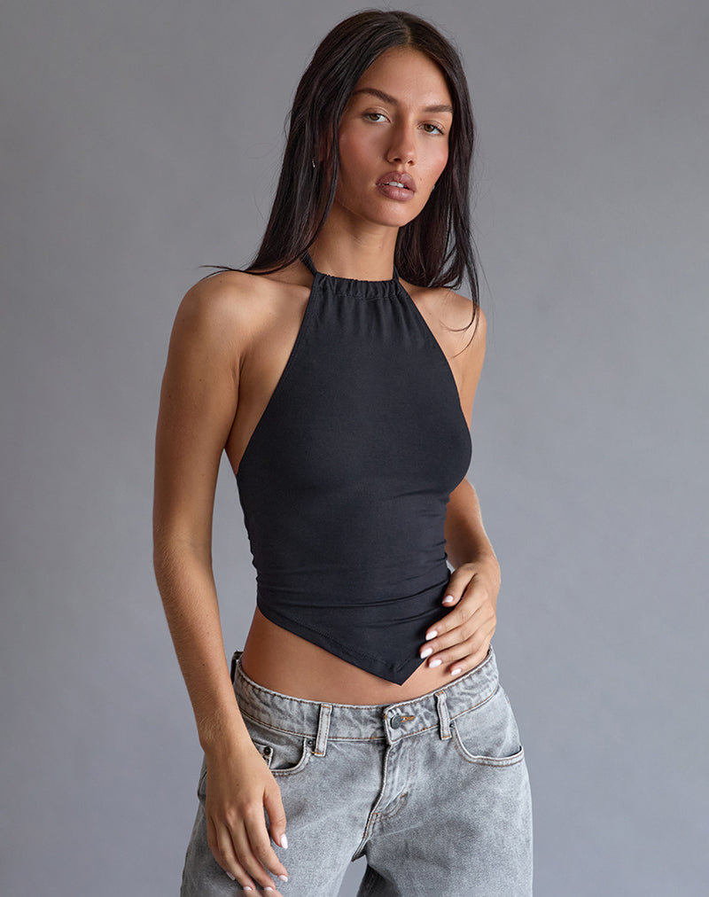 Image de Shalas Halter Top in Rayon Jersey Black