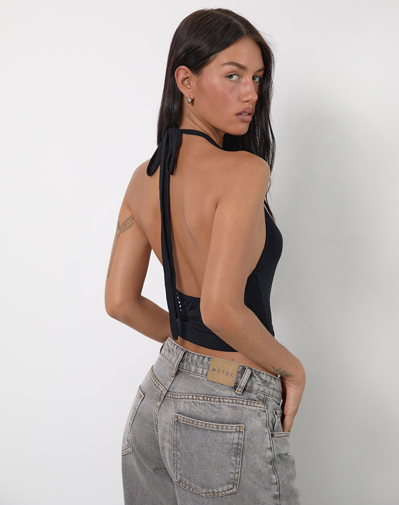 Image de Shalas Halter Top in Rayon Jersey Black