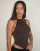 Image of Shalas Halterneck Top in Rayon Jersey Bitter Chocolate