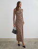Image de la robe longue Shaleed Maxi Dress en Leafy Flock Dark Taupe