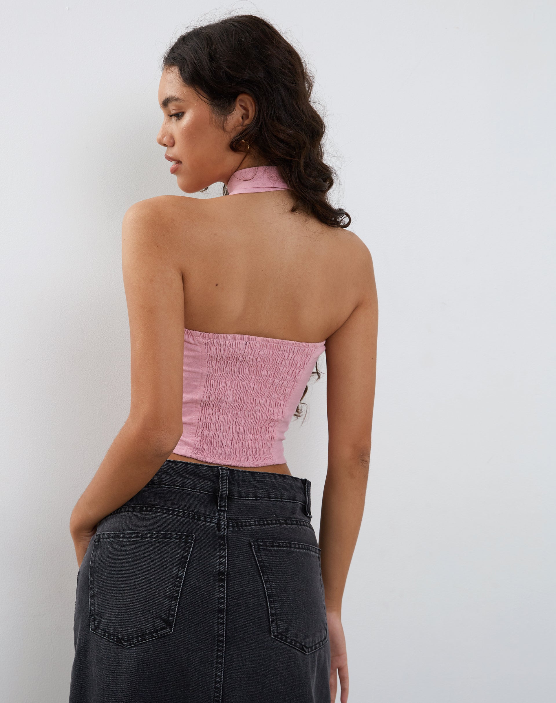 Image of Shaloe Bandeau Top and Scarf Set in Flamingo Pink
