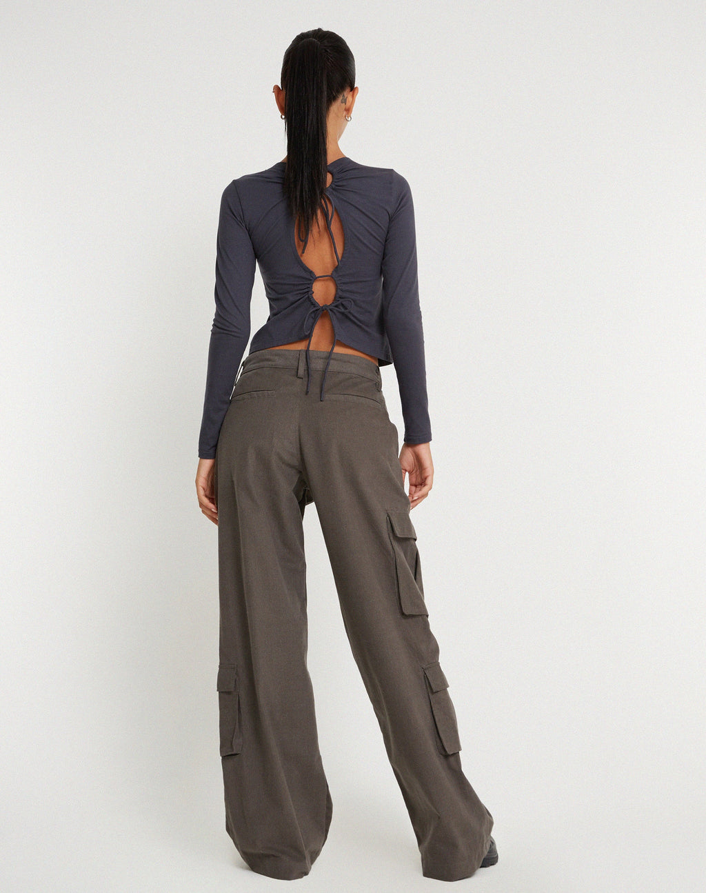 Pantalon large Shan en gris foncé