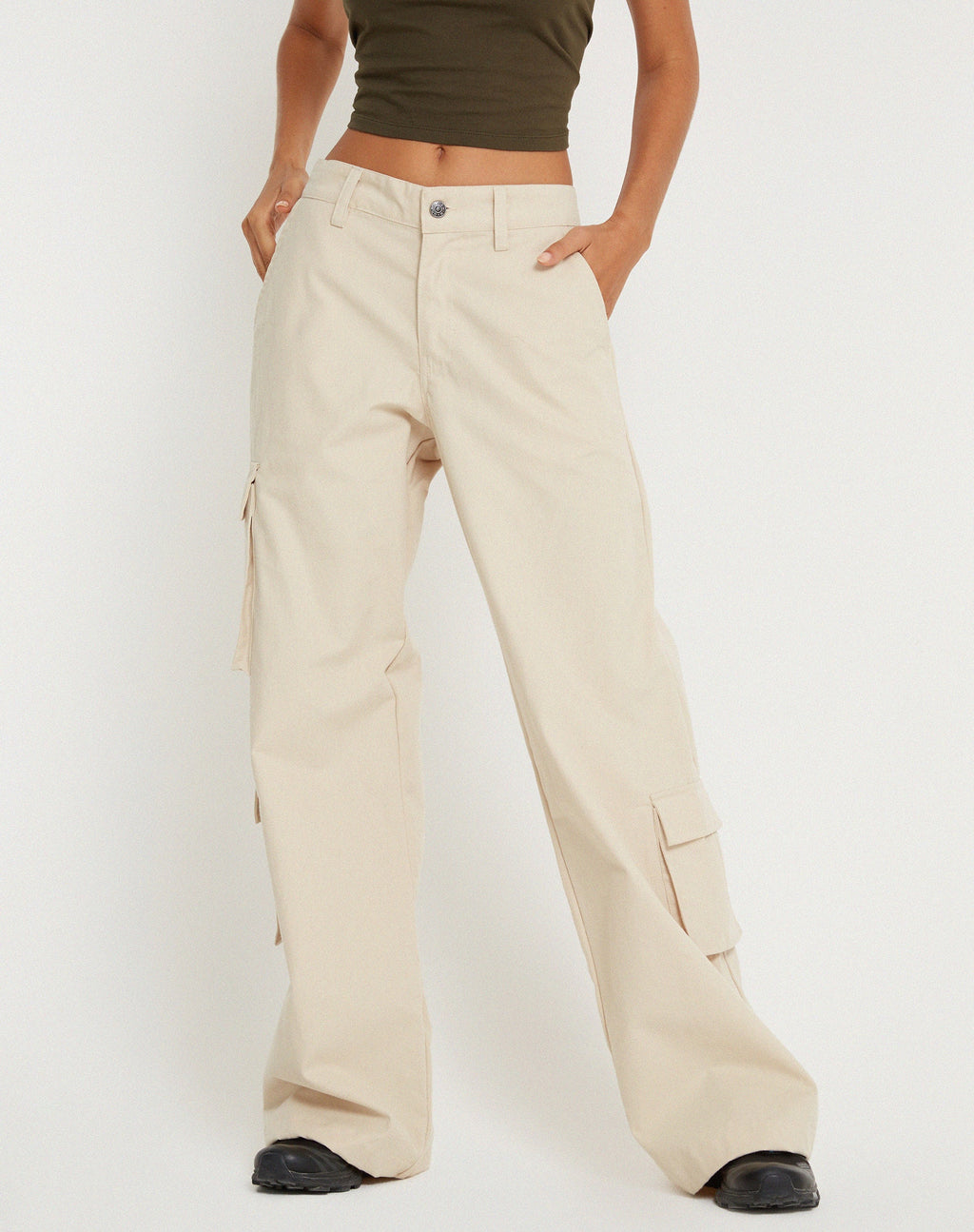 Pantalon à jambes larges Shan, écru