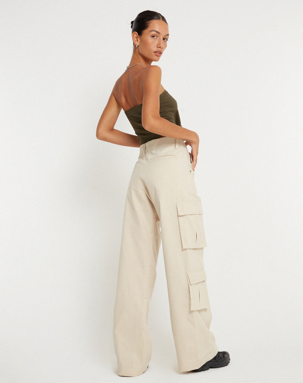 Pantalon à jambes larges Shan, écru