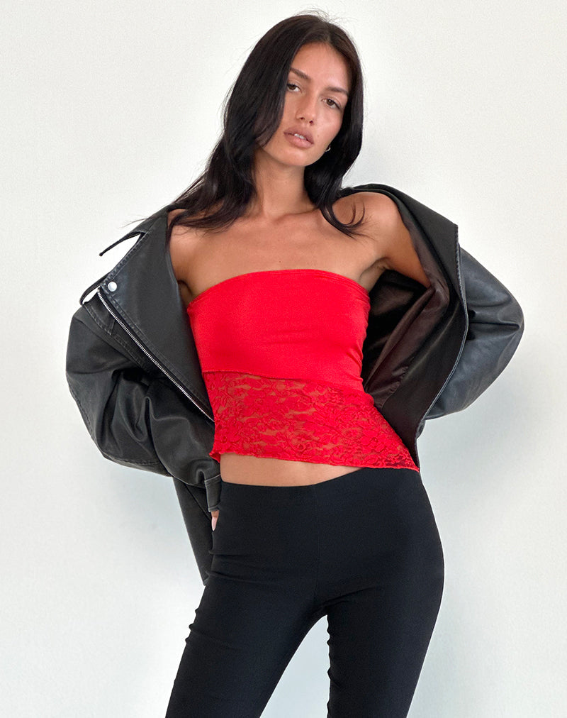 Image de Shanda Tube Top en dentelle rouge