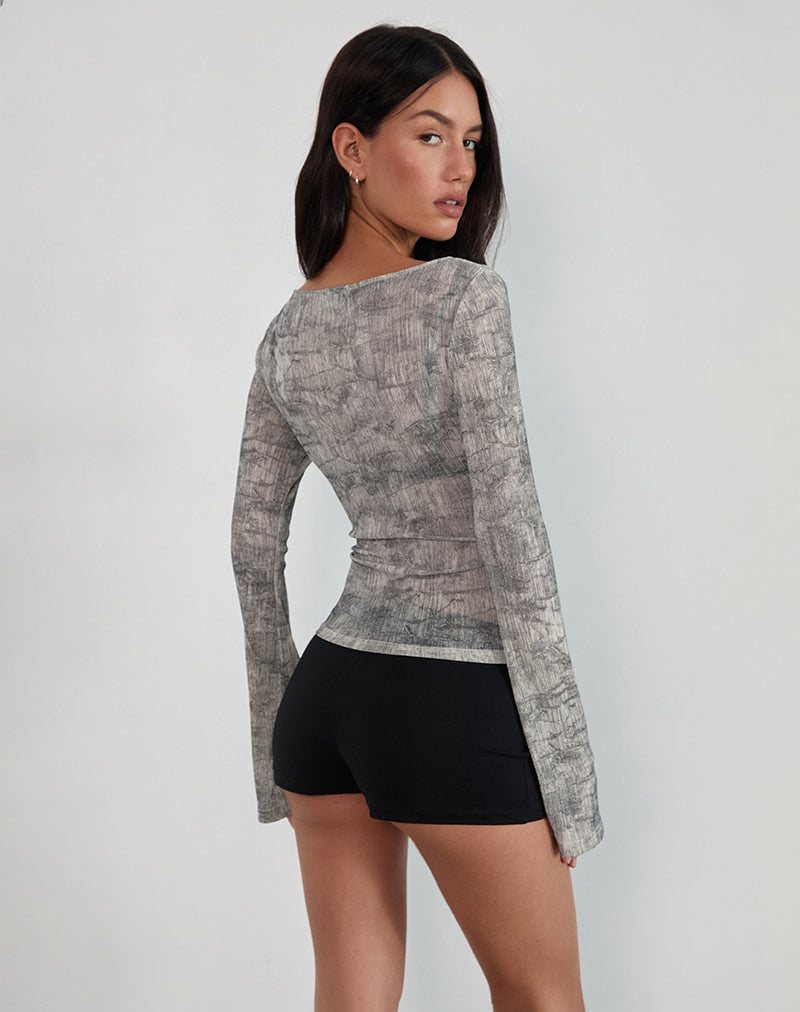 Image de Sheiza Long Sleeve Top in Sheer Mesh Grey
