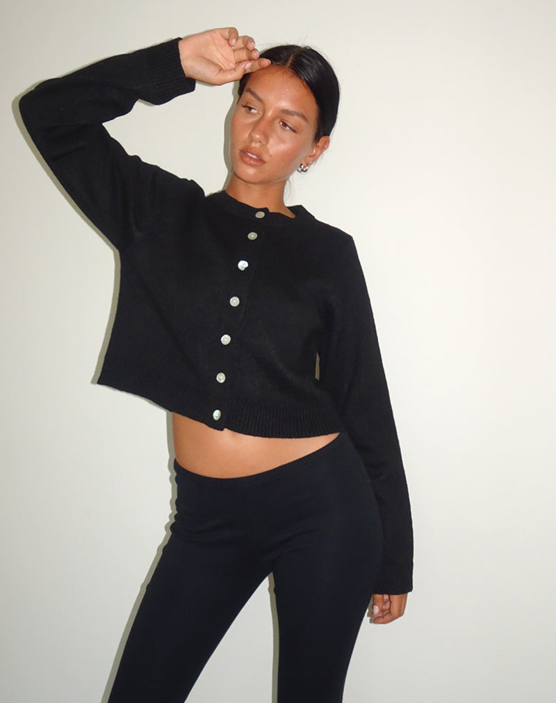 Cardigan en tricot brossé Shura en noir