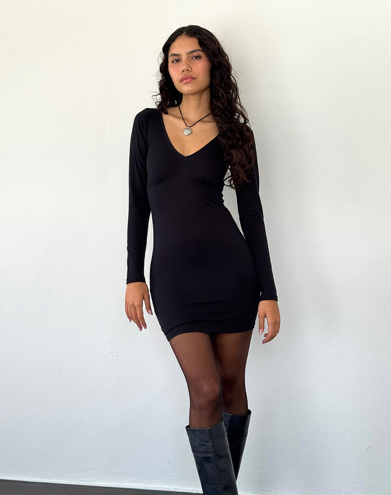 Mini robe en lycra Silsali, noir