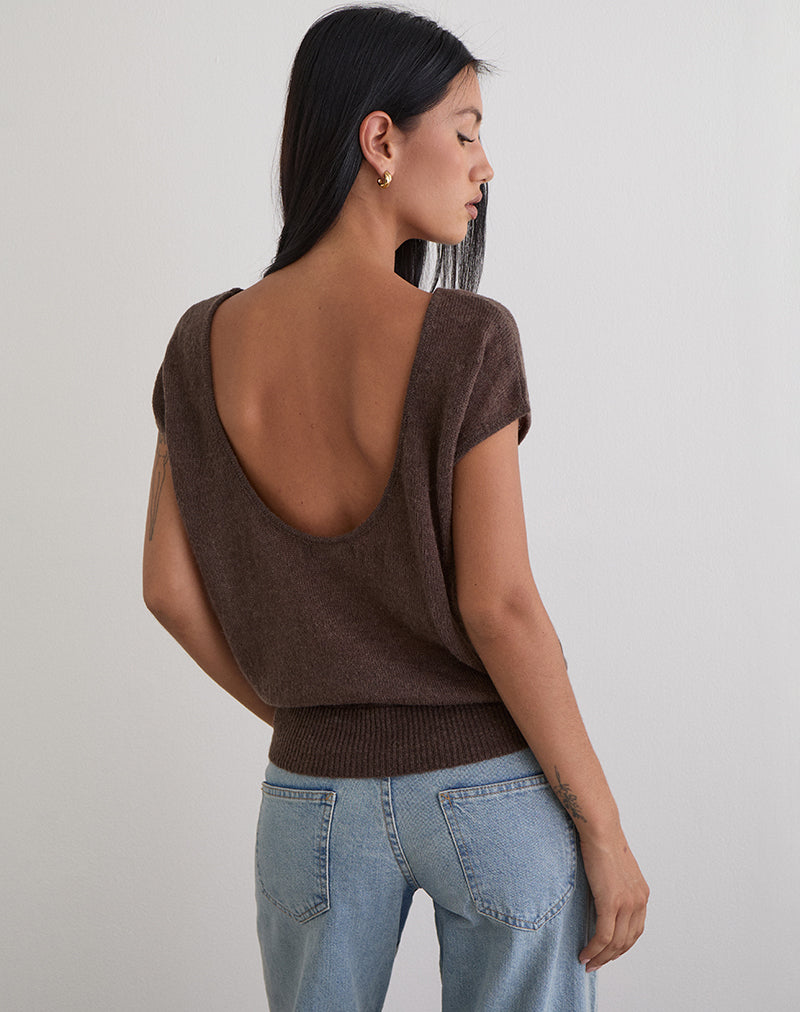Image of Sinda Scoopback Top in Knit Dark Chocolate