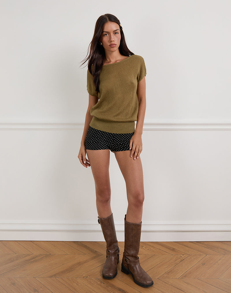 Image de Sinda Scoopback Top in Knit Olive