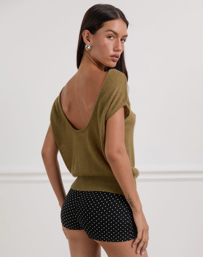 Image de Sinda Scoopback Top in Knit Olive