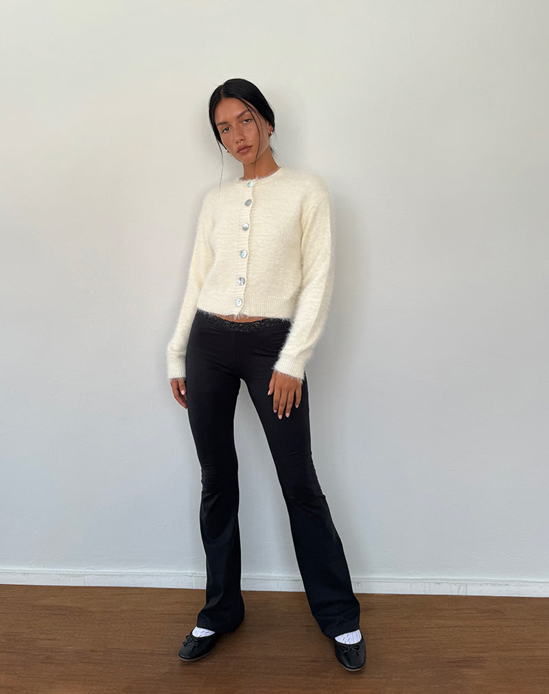 Pantalon à bordures en dentelle Sinena, noir