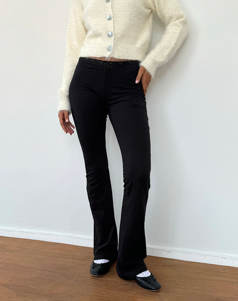 Image de Sinena Pantalon à bordures en dentelle en noir