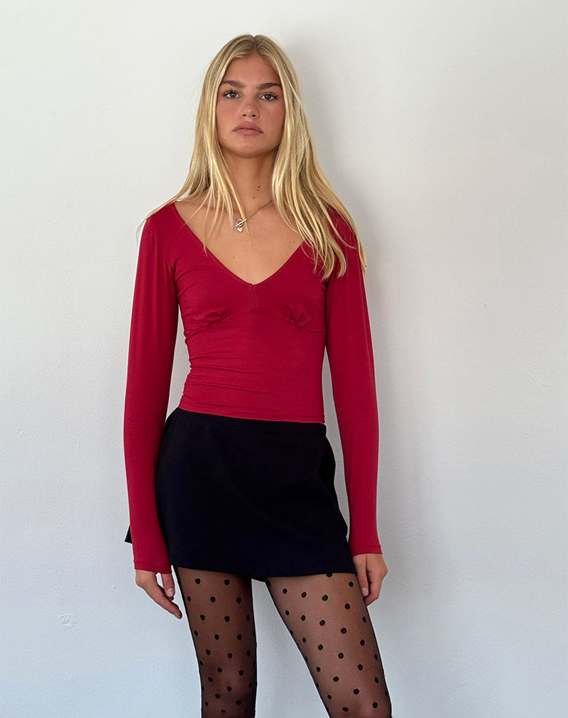 Image de Sisil Long Sleeve Top in Adrenaline Red