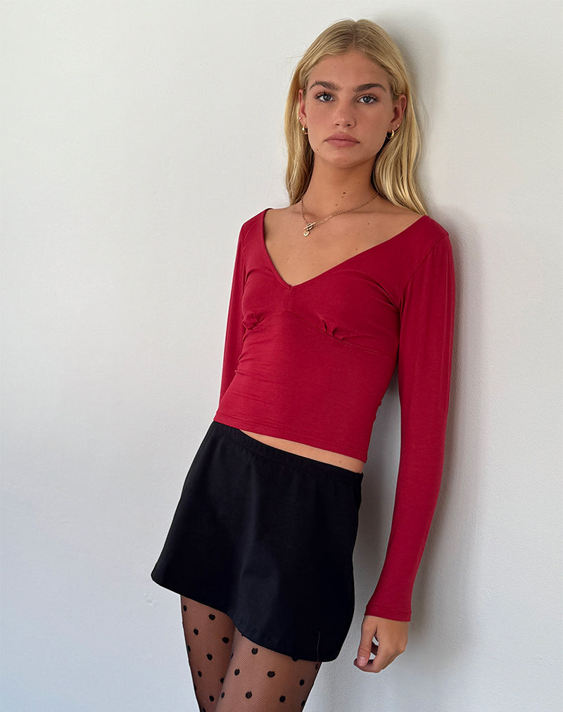 Top à manches longues Sisil, rouge adrénaline