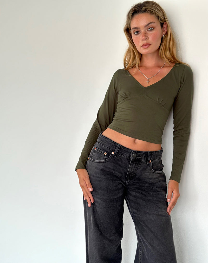 Image de Sisil Long Sleeve Top in Olive