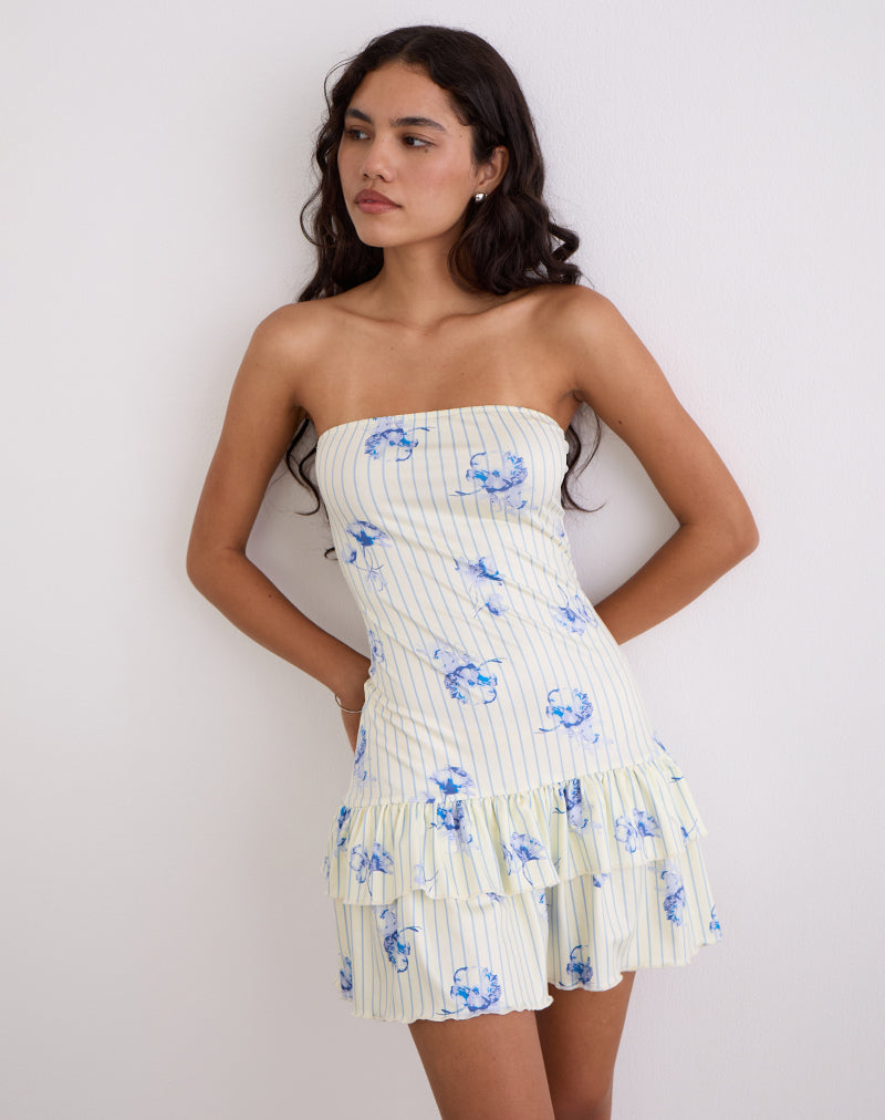 Image de la robe Sitav à rayures florales crème