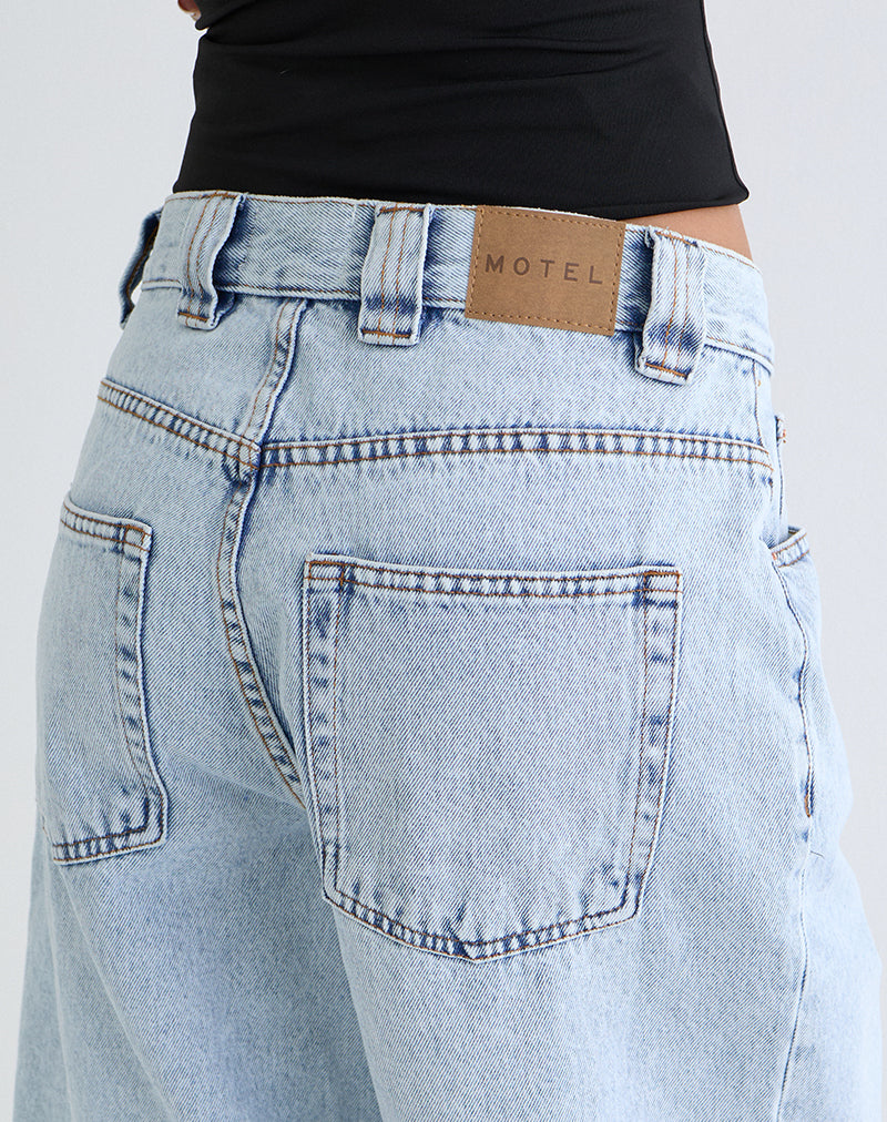 Image of Low Rise Skater Shorts in 80's Light Wash Blue