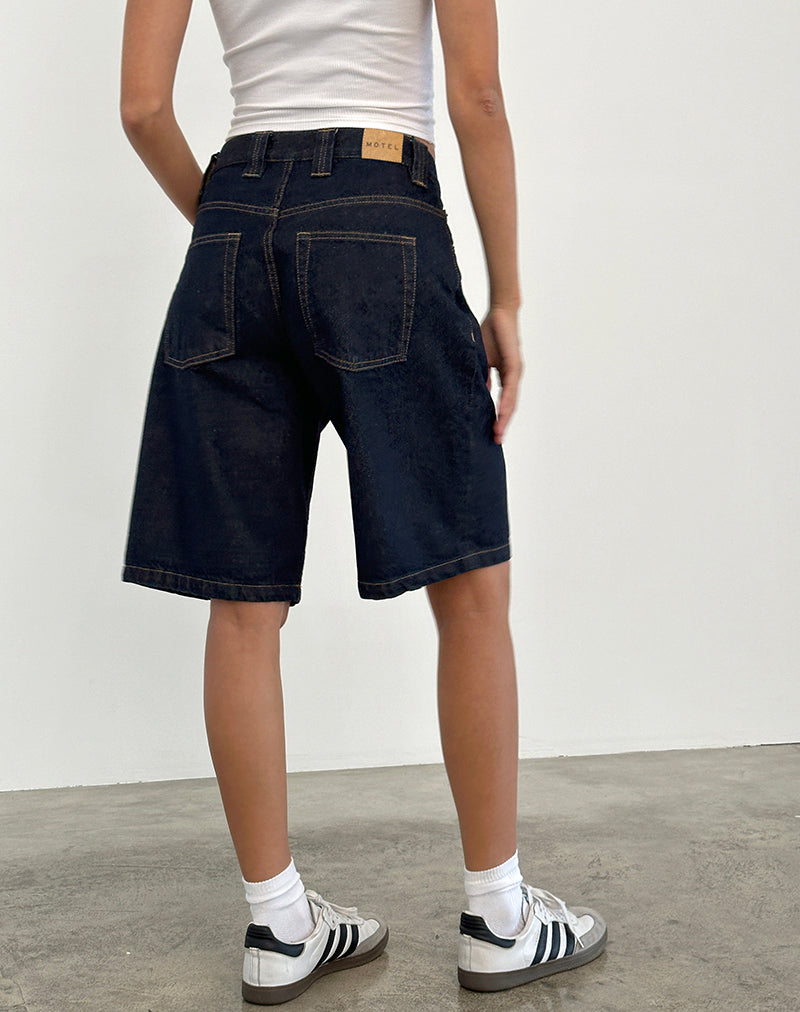 Image de la culotte courte à taille basse en indigo