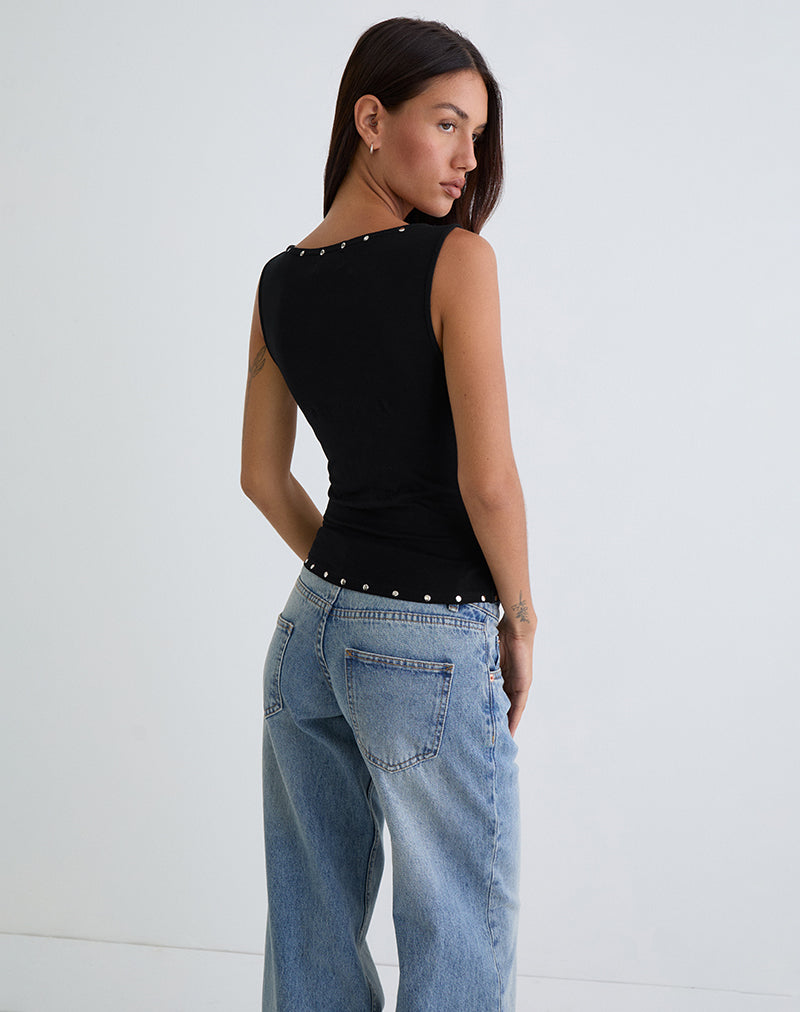 Image de Slater Studded Top in Rayon Jersey Black