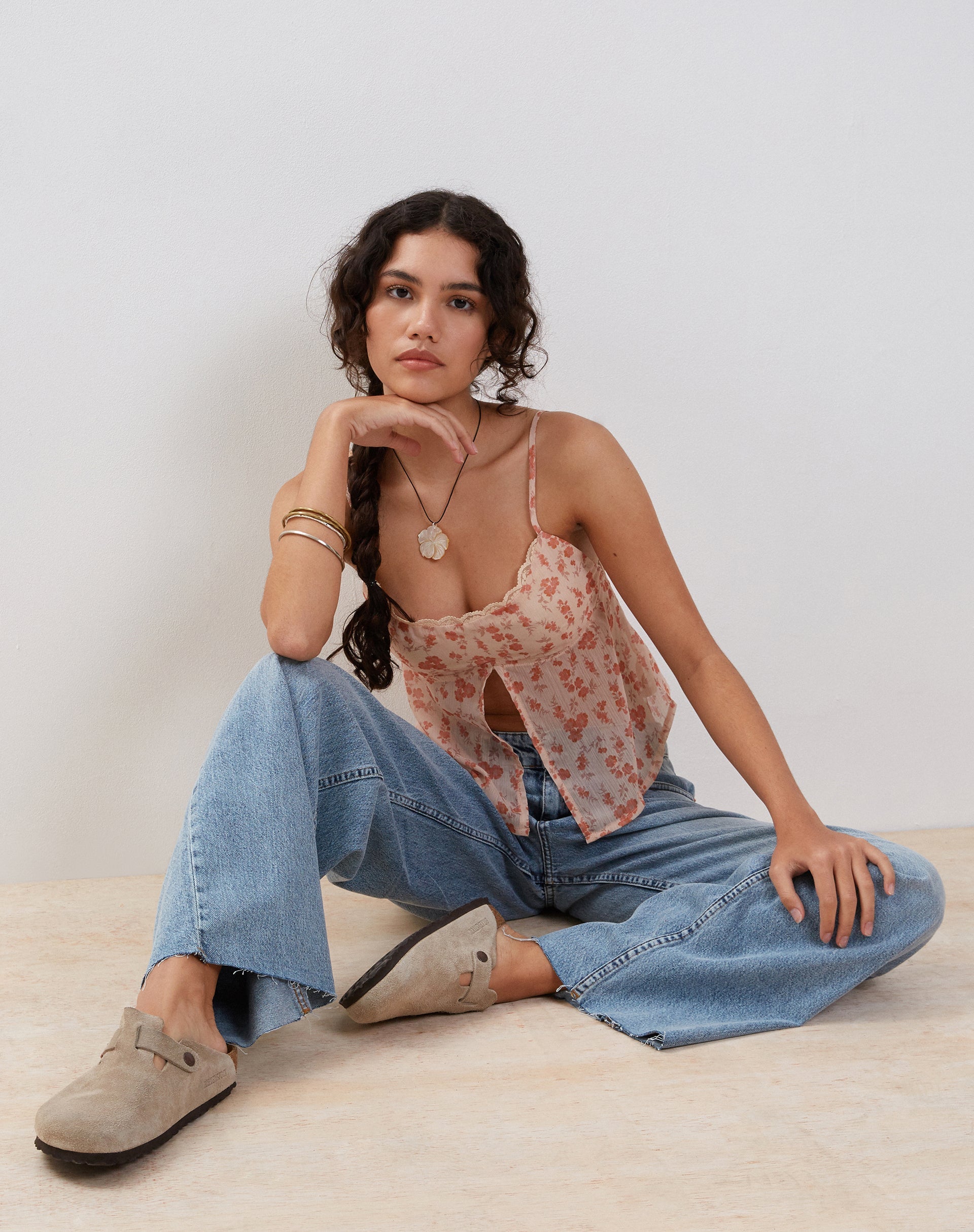 Image de Slavina Cami Butterfly Top in Peach Cherry Blossom