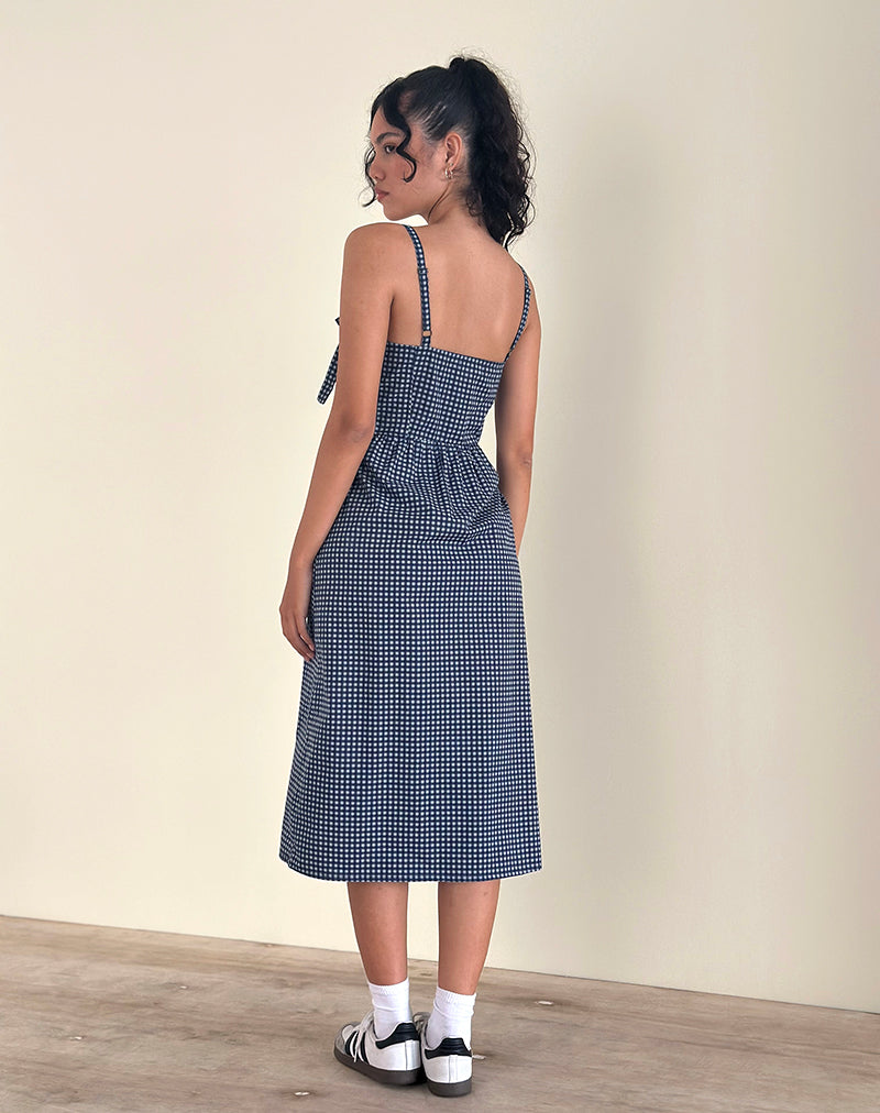 Image de Sloane Midi Dress in Mini Dark Blue Gingham