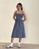 Image de Sloane Midi Dress in Mini Dark Blue Gingham