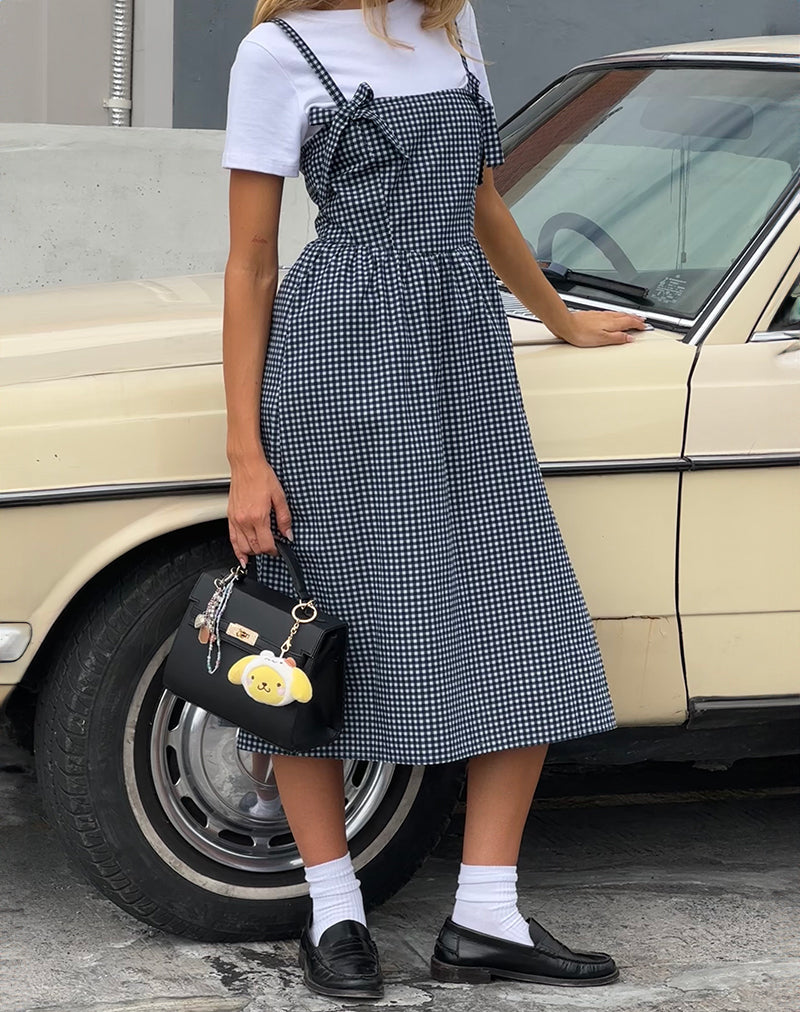 Image de Sloane Midi Dress in Mini Dark Blue Gingham