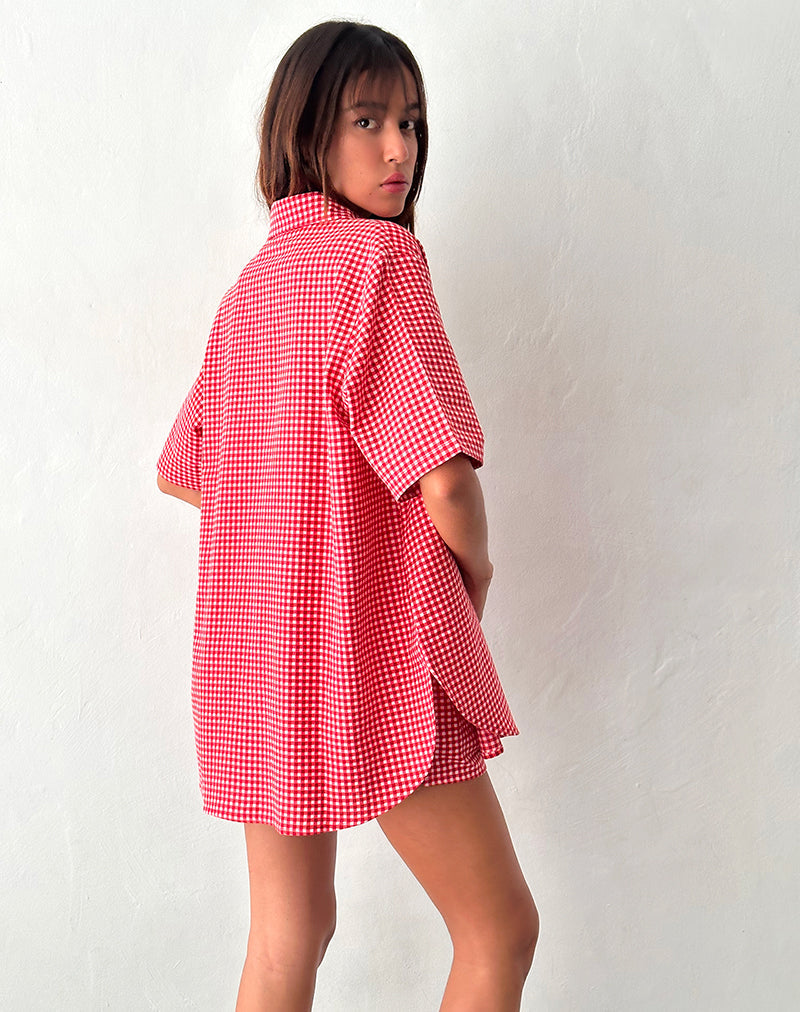 Image de Smith Oversized Shirt in Red Gingham