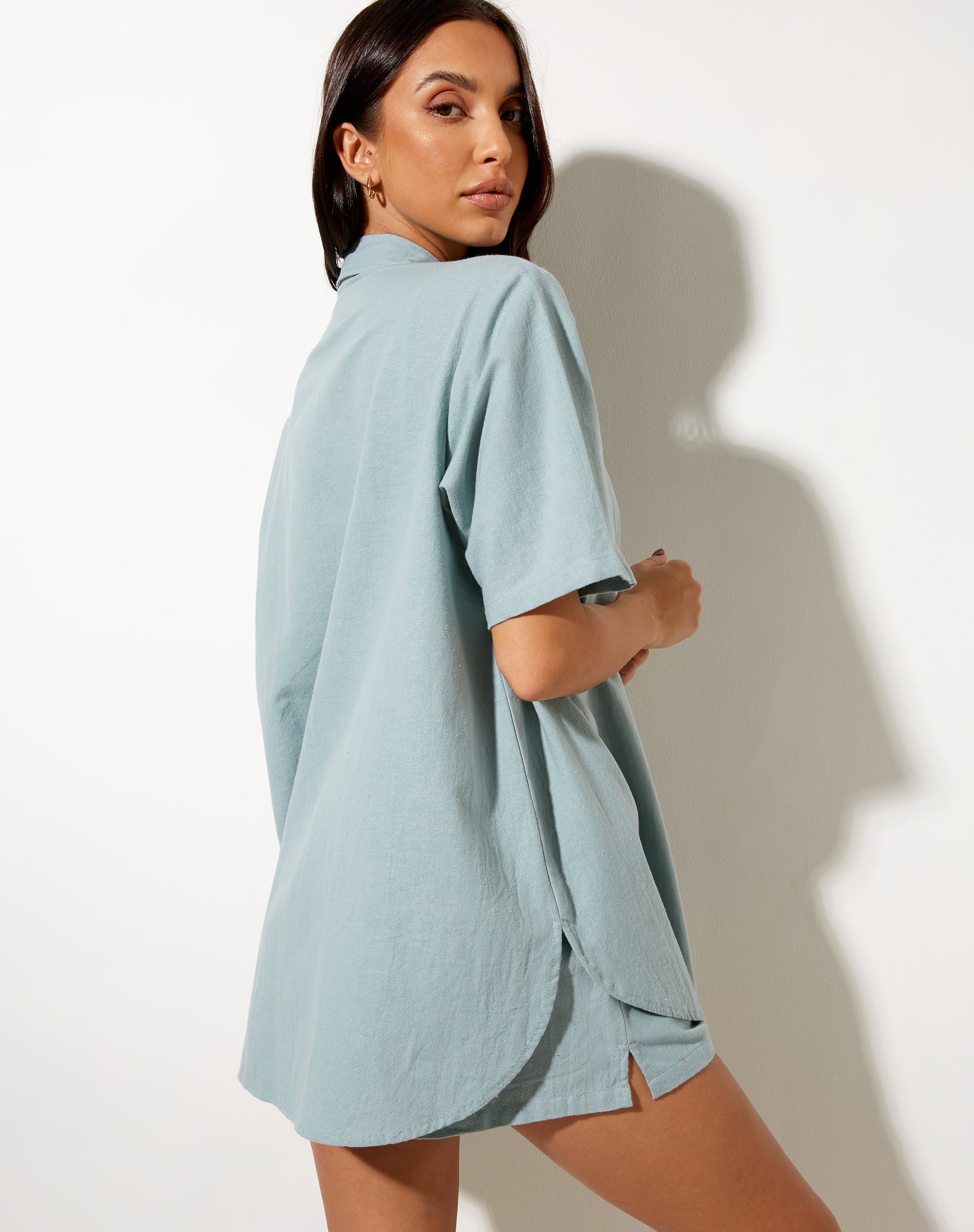 Image de Smith Short Sleeve Shirt in Rami Blue Surf