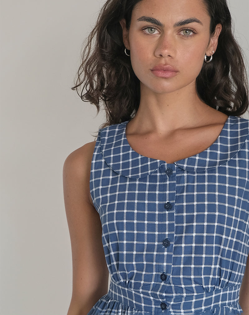 Image de la mini robe Sokasi en tartan marine