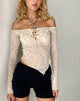 Image de Sola Bardot Top in Beige Dainty Floral Flock